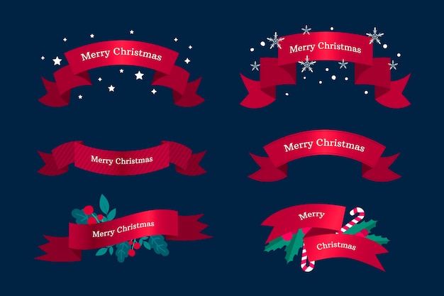 Free Vector flat design christmas ribbon collection