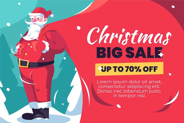 Flat design christmas sale banner template