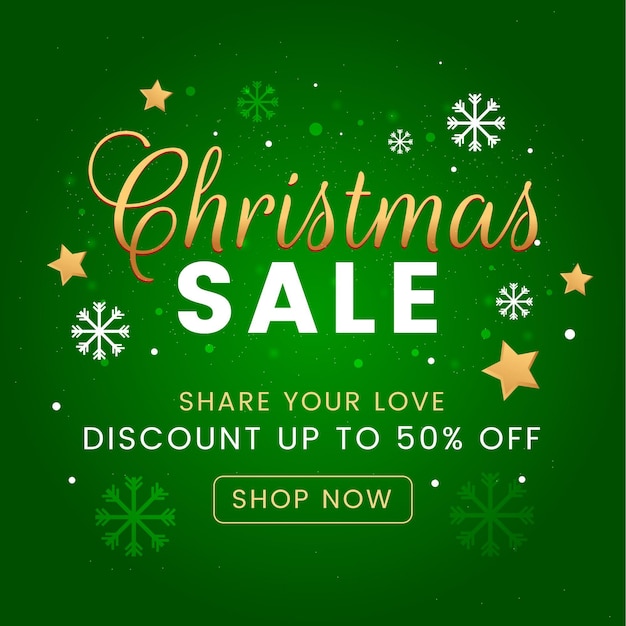 Flat design christmas sale banner with stars