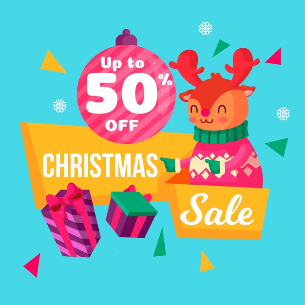 Flat design christmas sale banner