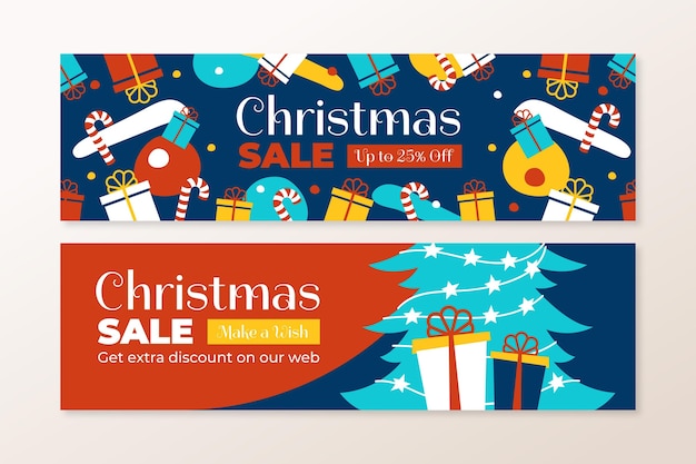 Flat design christmas sale banners template