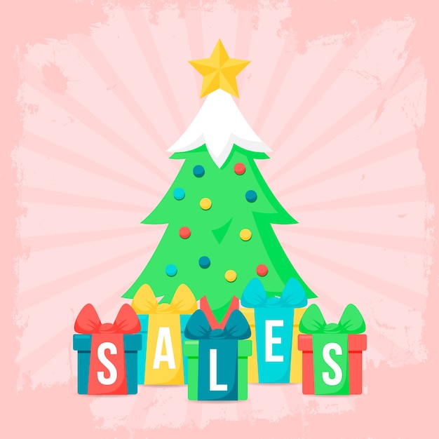 Flat design christmas sale concept