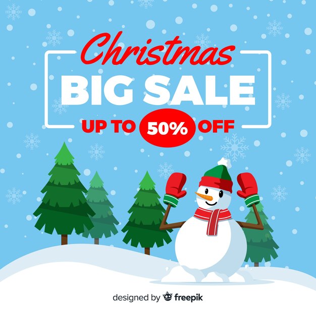 Flat design christmas sale concept