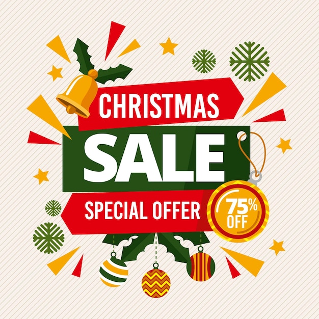 Free Vector flat design christmas sale