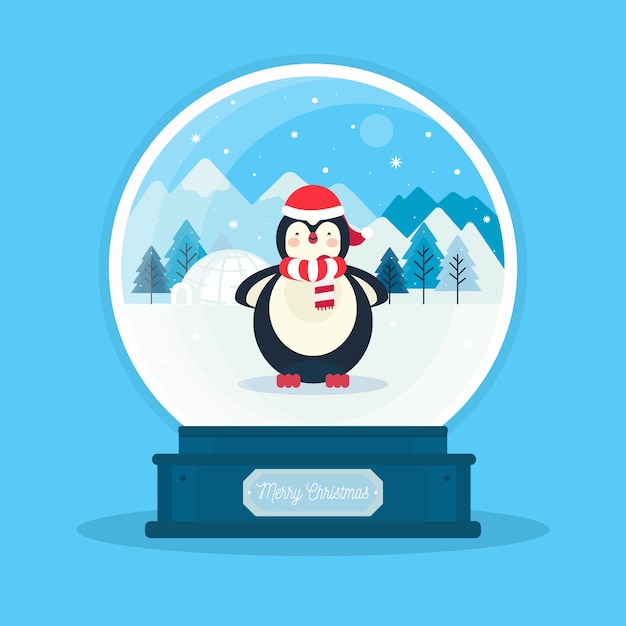 Free Vector flat design christmas snowball globe wallpaper