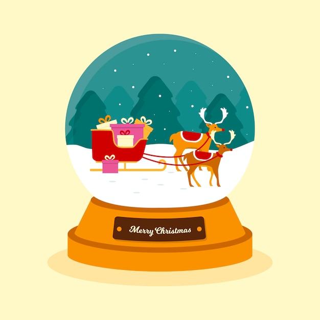 Flat design christmas snowball globe