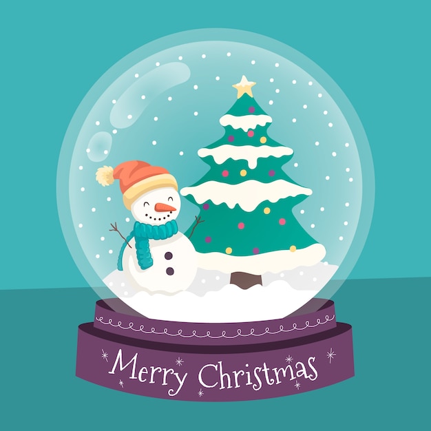 Flat design christmas snowball globe