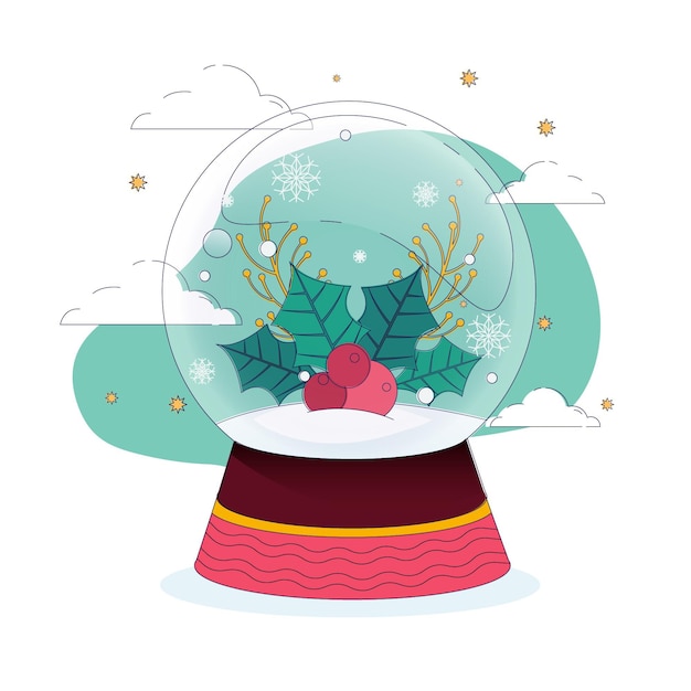 Free Vector flat design christmas snowball globe