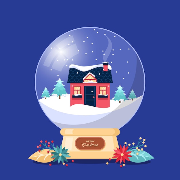 Flat design christmas snowball globe