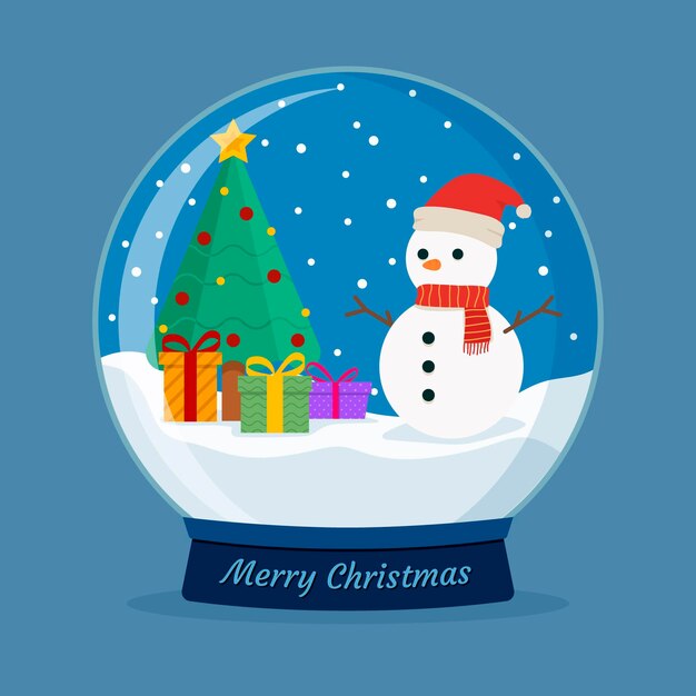 Flat design christmas snowball globe