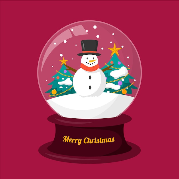 Flat design christmas snowball globe