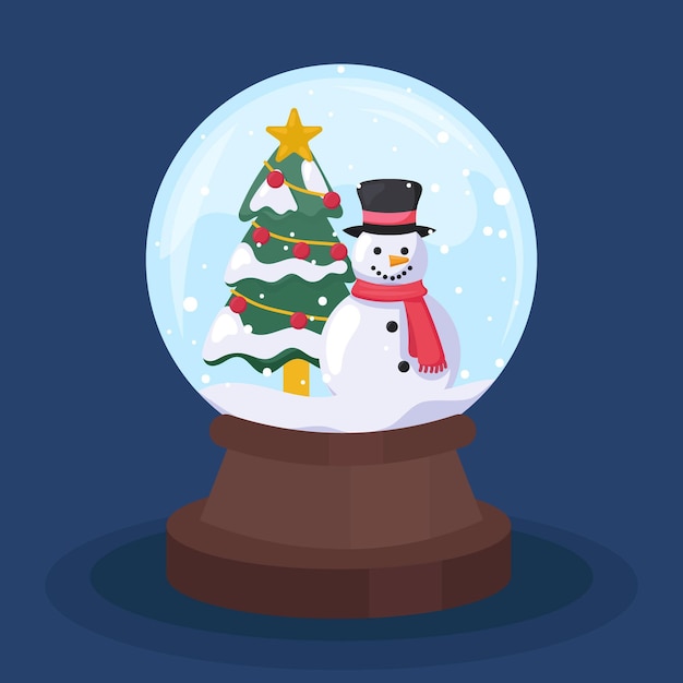 Flat design christmas snowball globe