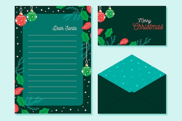 Free vector flat design christmas stationery template