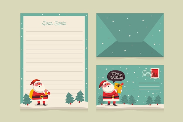 Flat design christmas stationery template