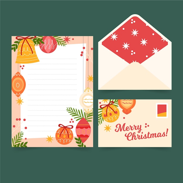 Flat design christmas stationery template