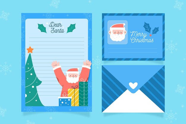 Flat design christmas stationery template