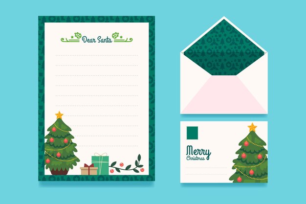 Flat design christmas stationery template