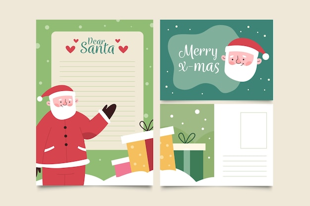 Flat design christmas stationery template