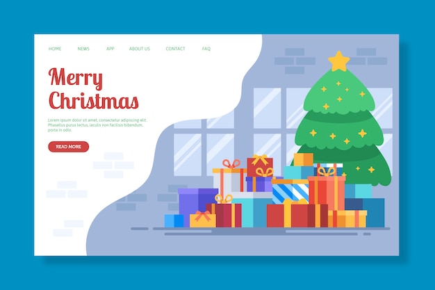 Free Vector flat design christmas template landing page