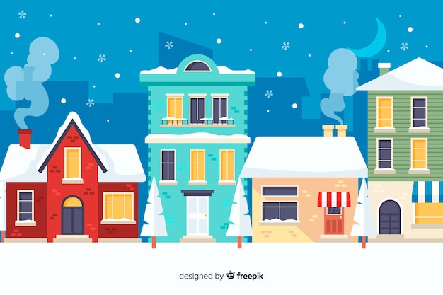 Flat design of christmas town