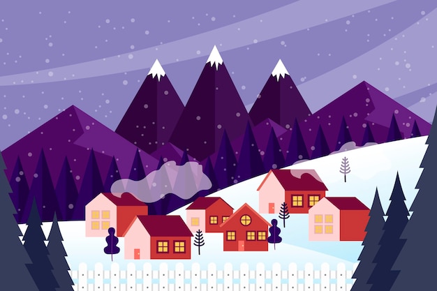 Free vector flat design christmas town