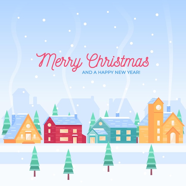 Flat design christmas town