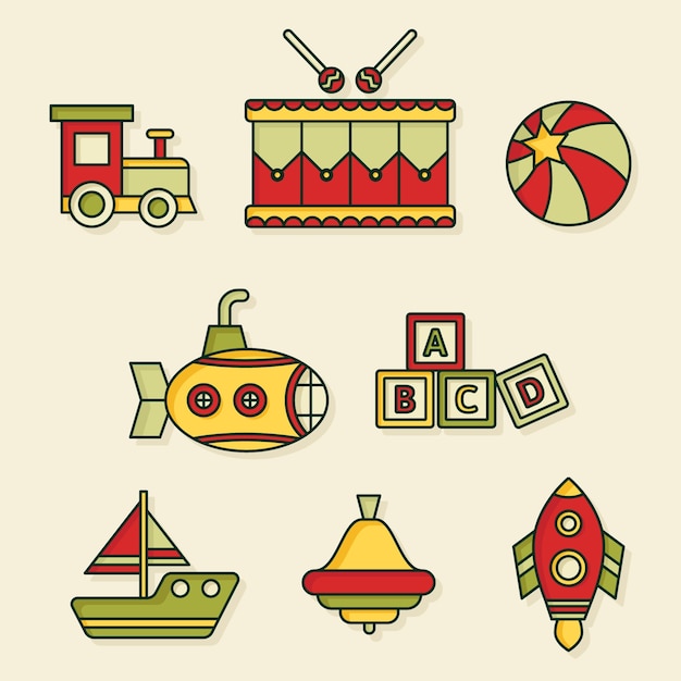 Free vector flat design christmas toy collection