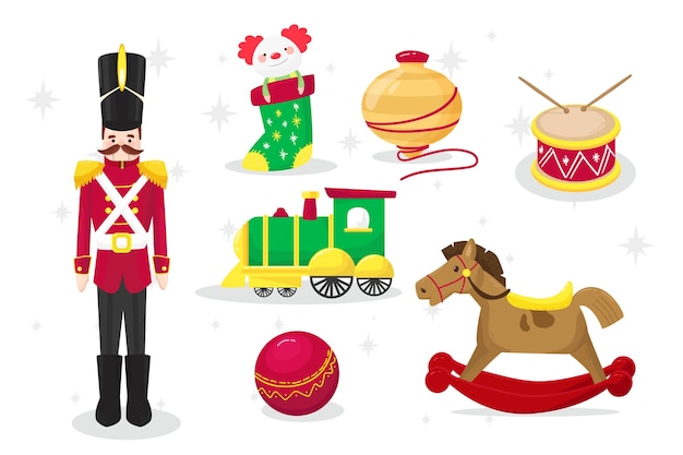 Free Vector flat design christmas toy collection