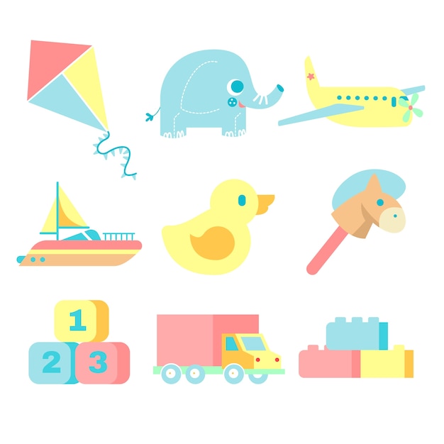 Flat design christmas toy collection