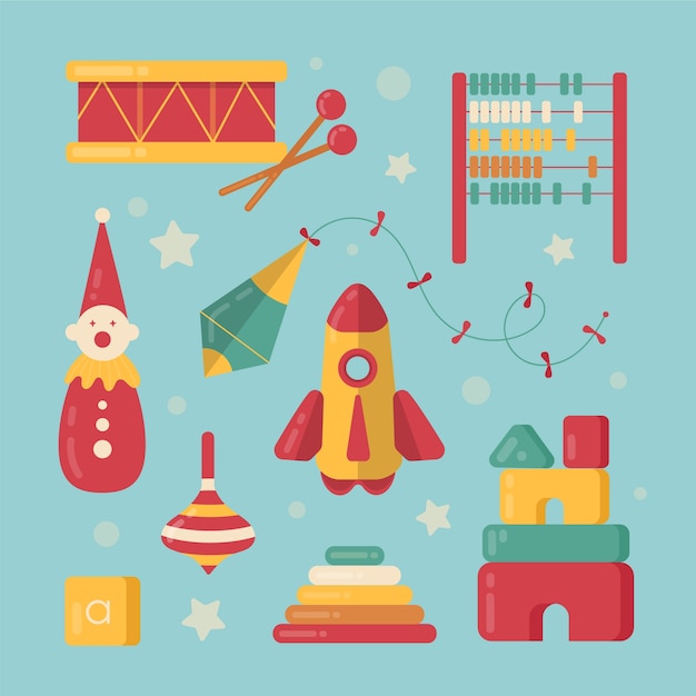 Free Vector flat design christmas toy collection