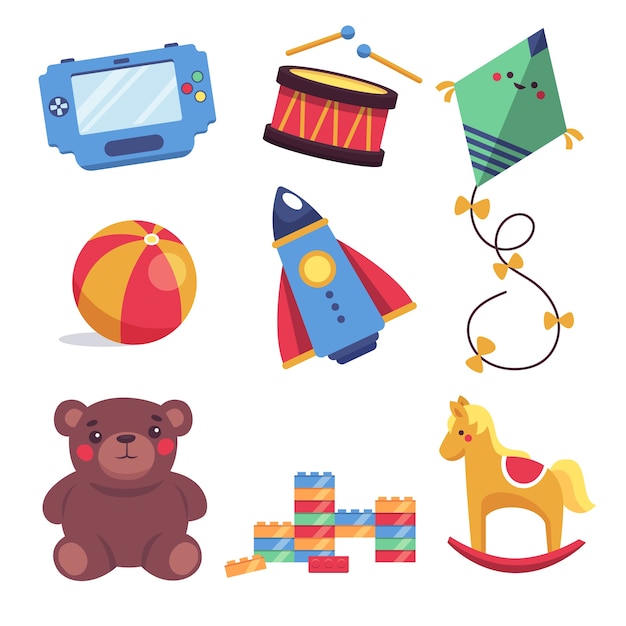 Flat design christmas toy collection