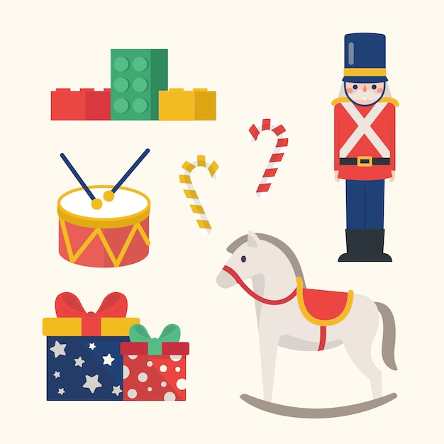 Flat design christmas toy collection