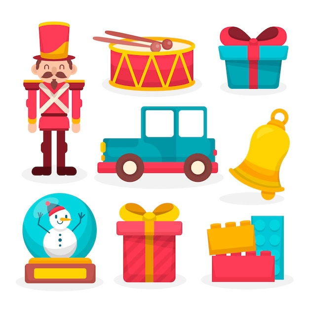 Flat design christmas toy collection