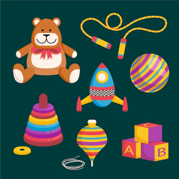 Free Vector flat design christmas toy collection