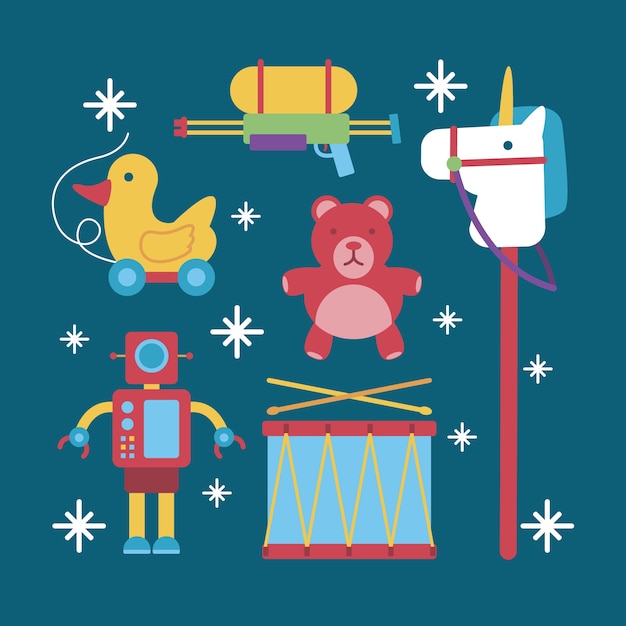 Free vector flat design christmas toy collection