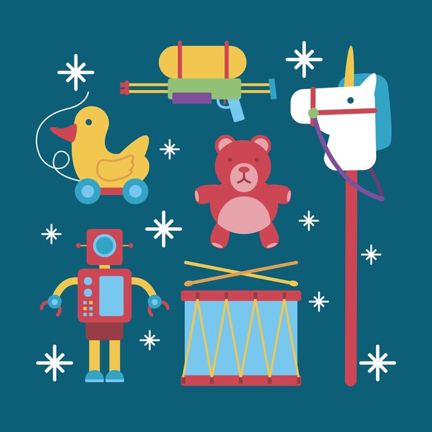 Flat design christmas toy collection