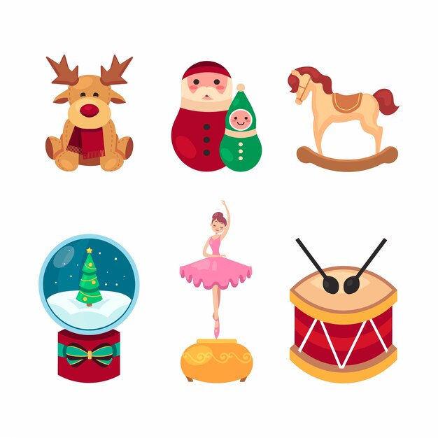 Flat design christmas toy collection