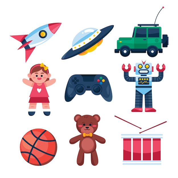 Flat design christmas toy collection