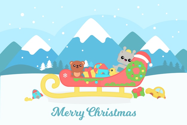 Free vector flat design christmas toys background