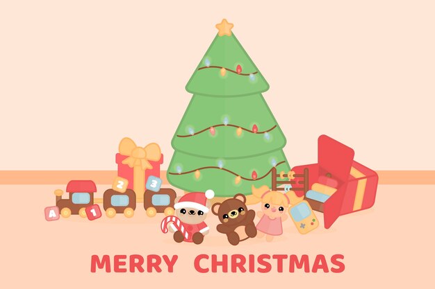 Flat design christmas toys background