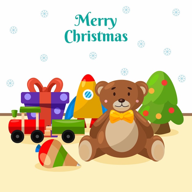 Flat design christmas toys background