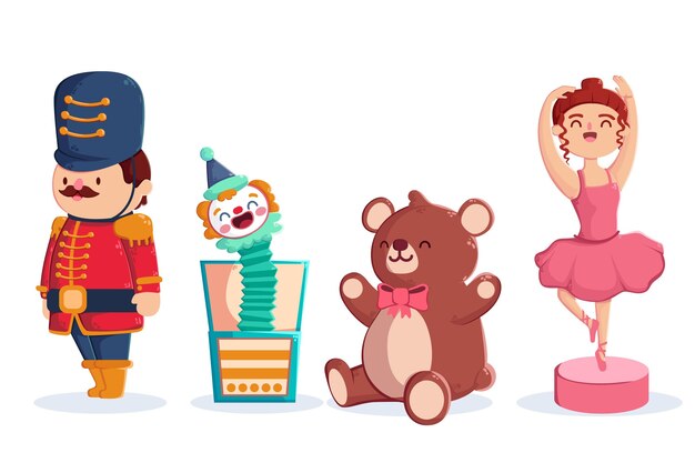 Flat design christmas toys collection