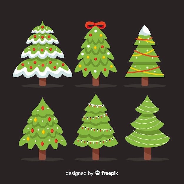 Flat design christmas tree collection