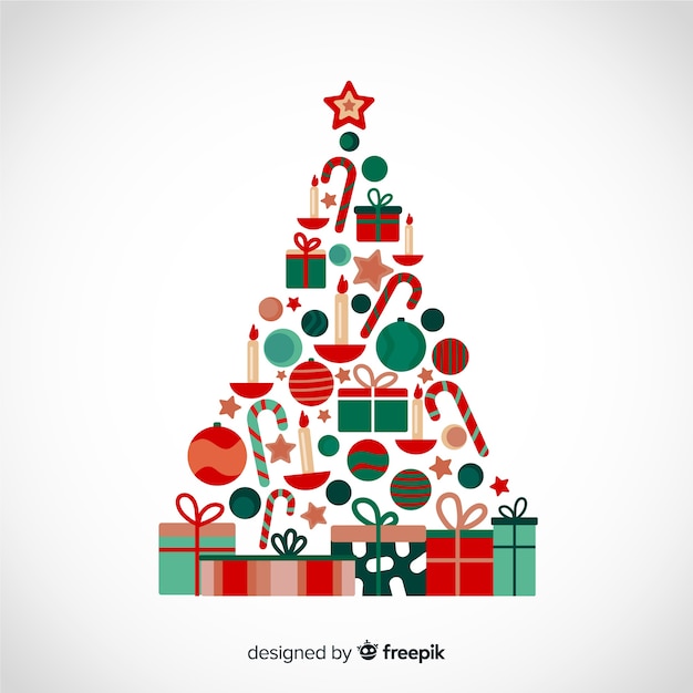 Flat design christmas tree made from gift boxes