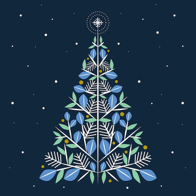 Flat design christmas tree