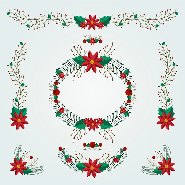 Flat design christmas wreath collection