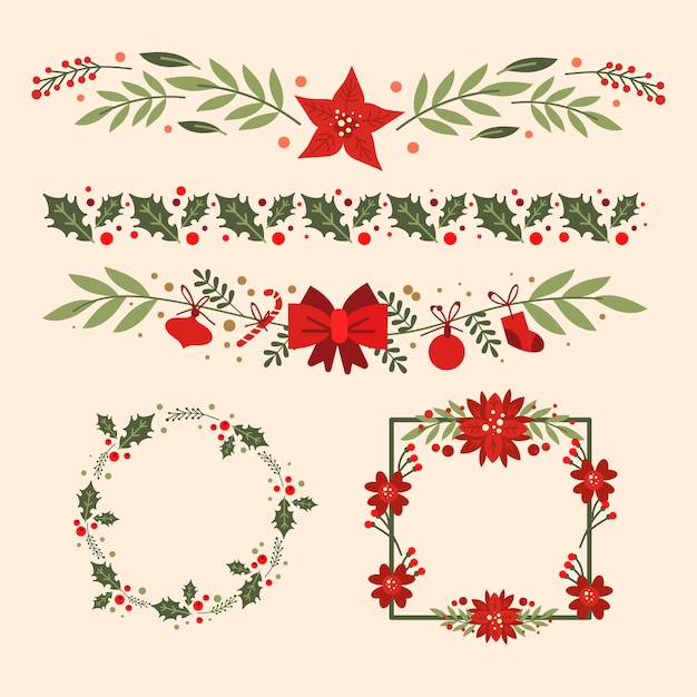 Flat design christmas wreath collection