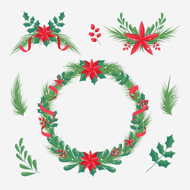 Flat design christmas wreath collection