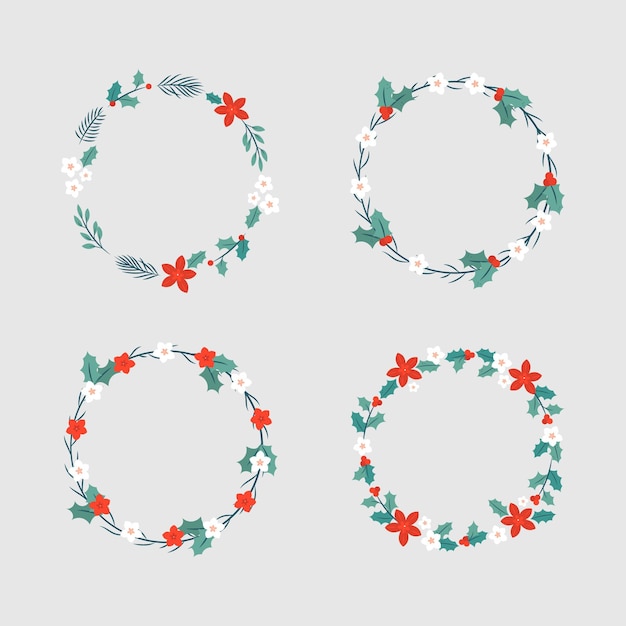 Flat design christmas wreath collection