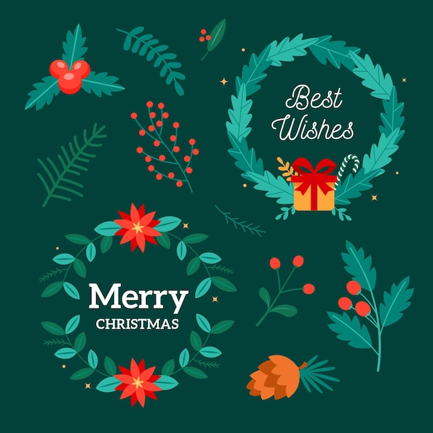 Flat design christmas wreath collection